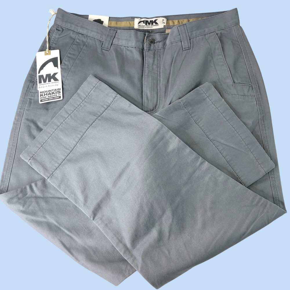 NEW Mountain Khakis Teton Twill Pant Mens 36x30 Gray Outdoors Straight Chino Dad